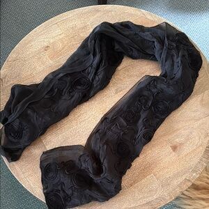 The Limited Elegant Black Floral Scarf/formal occasion wrap
